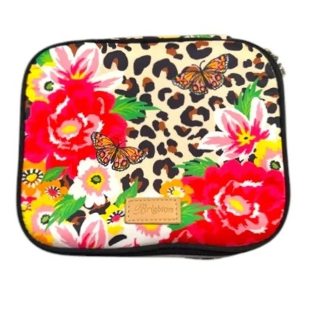 Brighton Garden Spots Jewelry Case Leopard Floral Travel Organizer NWOT
